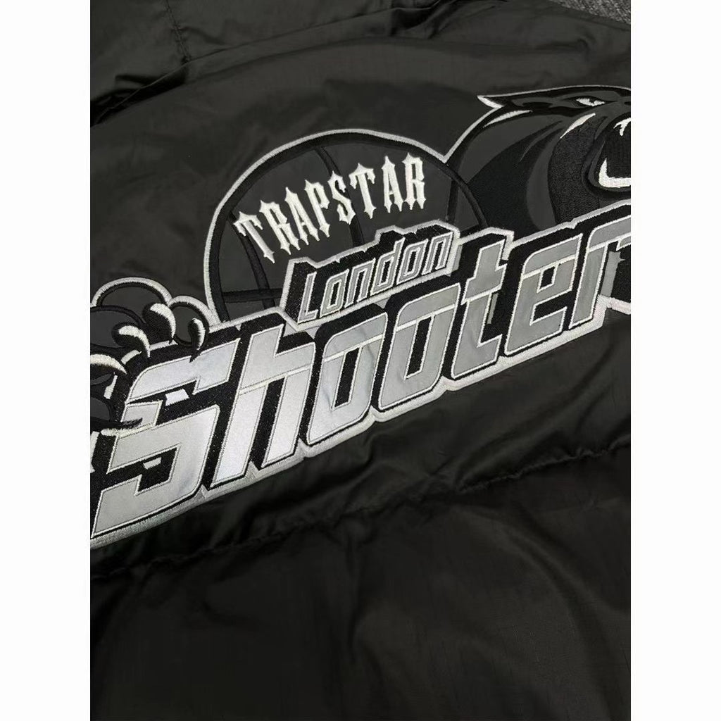 Doudoune Trapstar Shooters à capuche noire, logo TSL réfléchissant