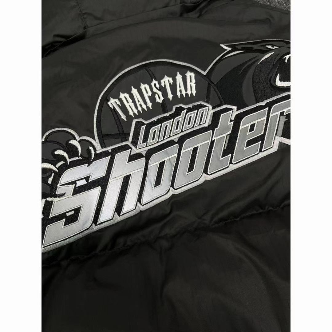 Doudoune Trapstar Shooters à capuche noire, logo TSL réfléchissant