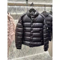 Doudoune Moncler Lule noire brillante, col montant, modèle court
