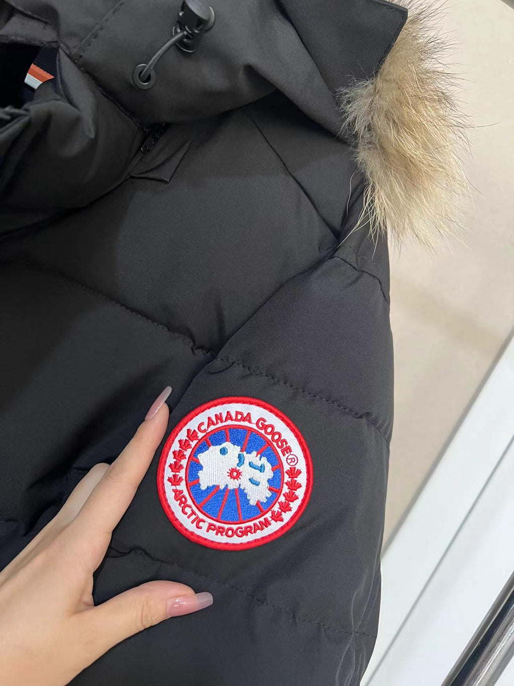 Doudoune courte Canada Goose à capuche avec fourrure