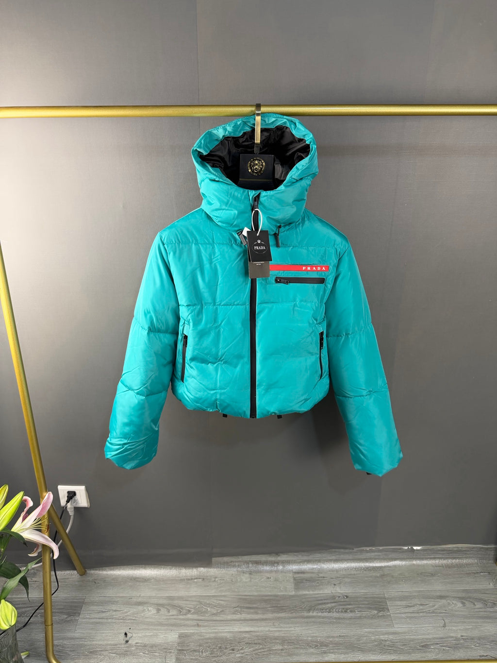 Doudoune courte à capuche en Re-Nylon Linea Rossa