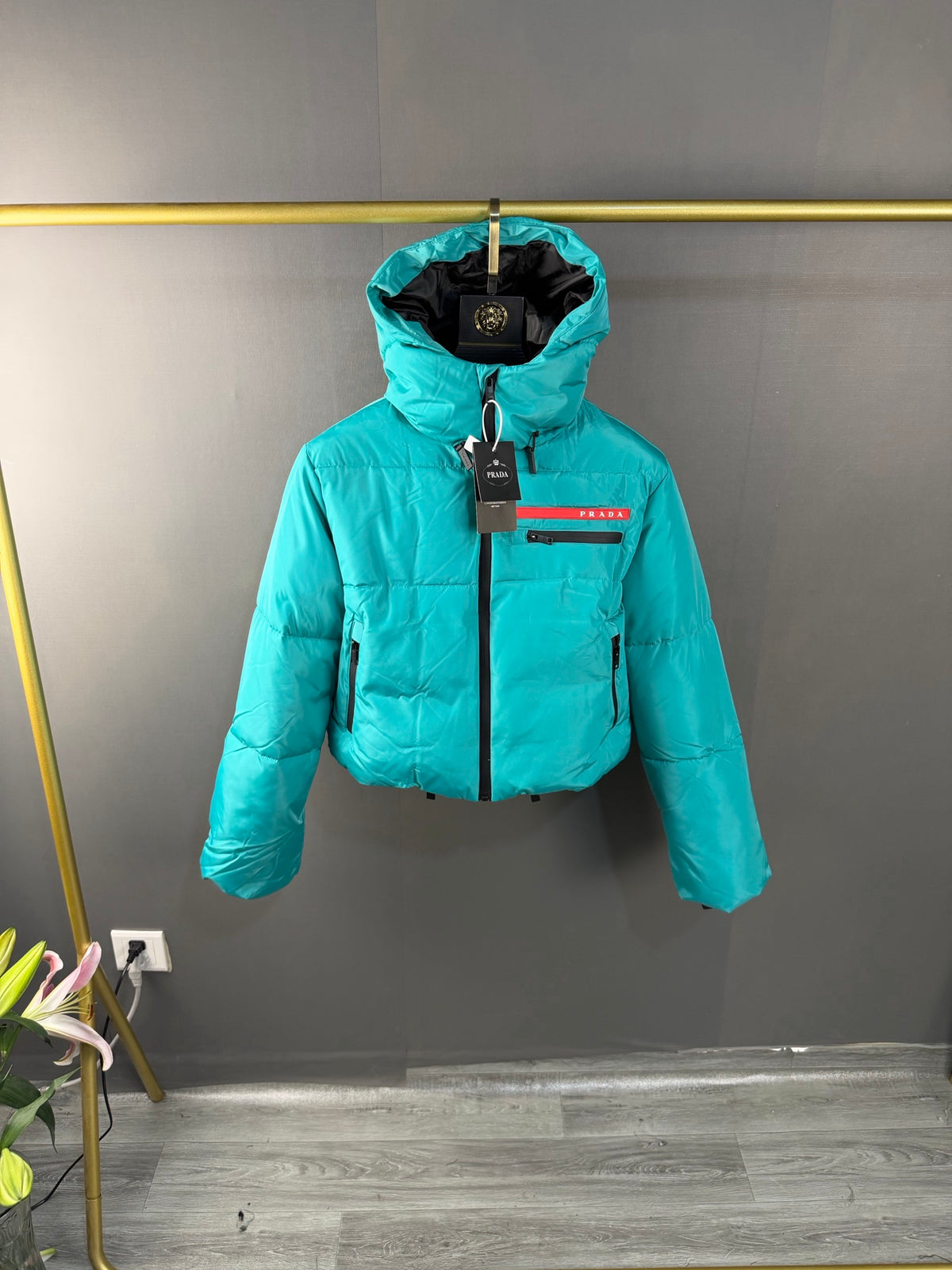 Doudoune courte à capuche en Re-Nylon Linea Rossa