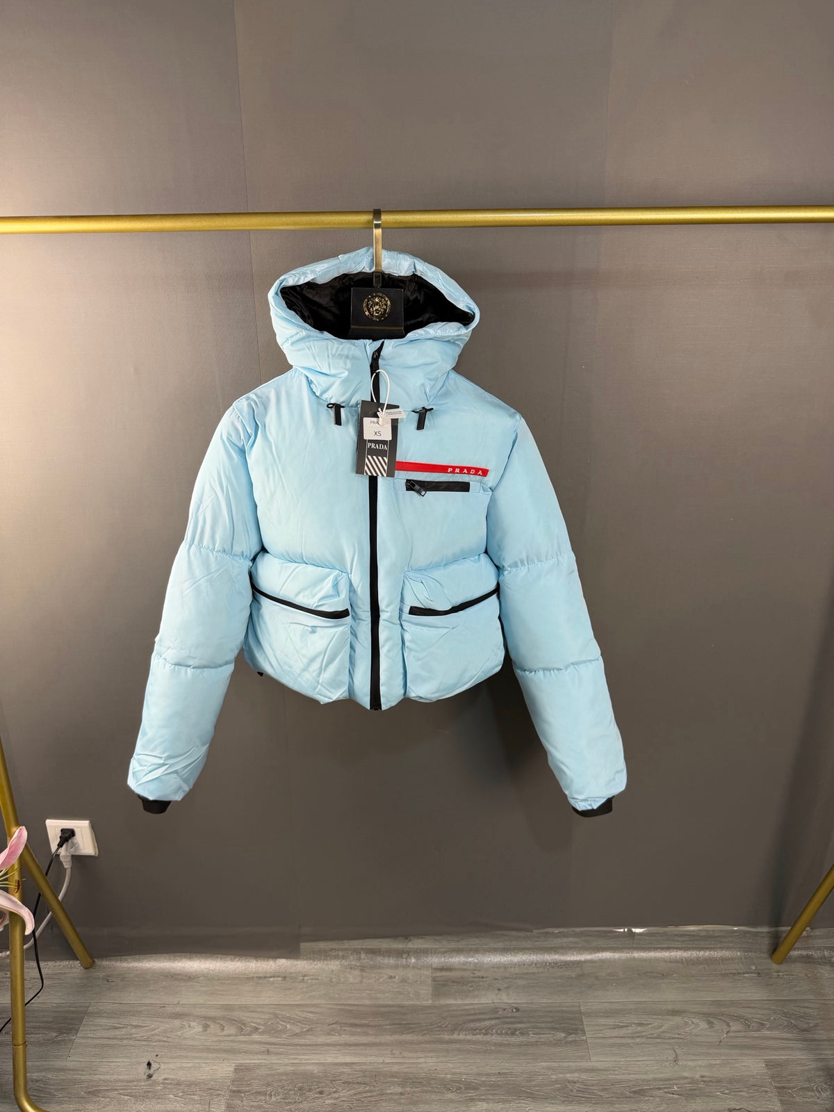 Doudoune courte à capuche en Re-Nylon Linea Rossa
